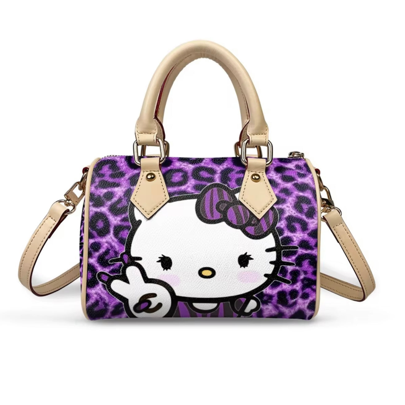 PURPLE LEOPARD BOW PILLOW BAG