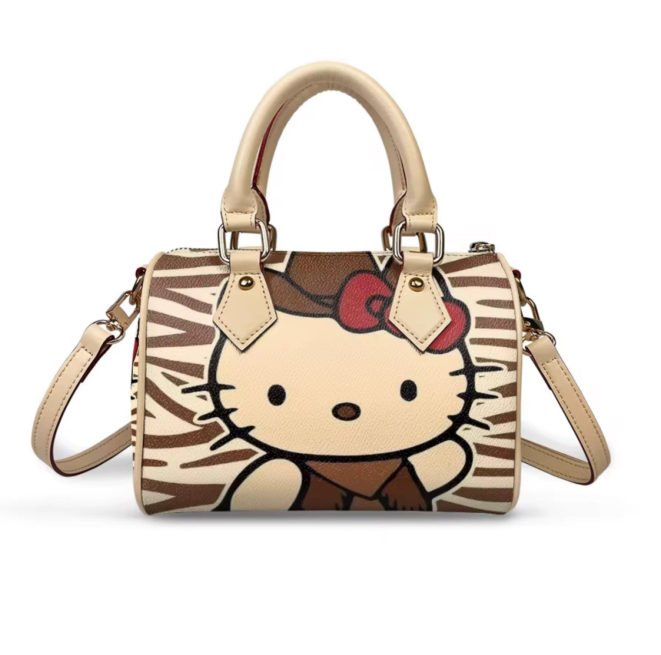 BROWN STRIPED PILLOW BAG