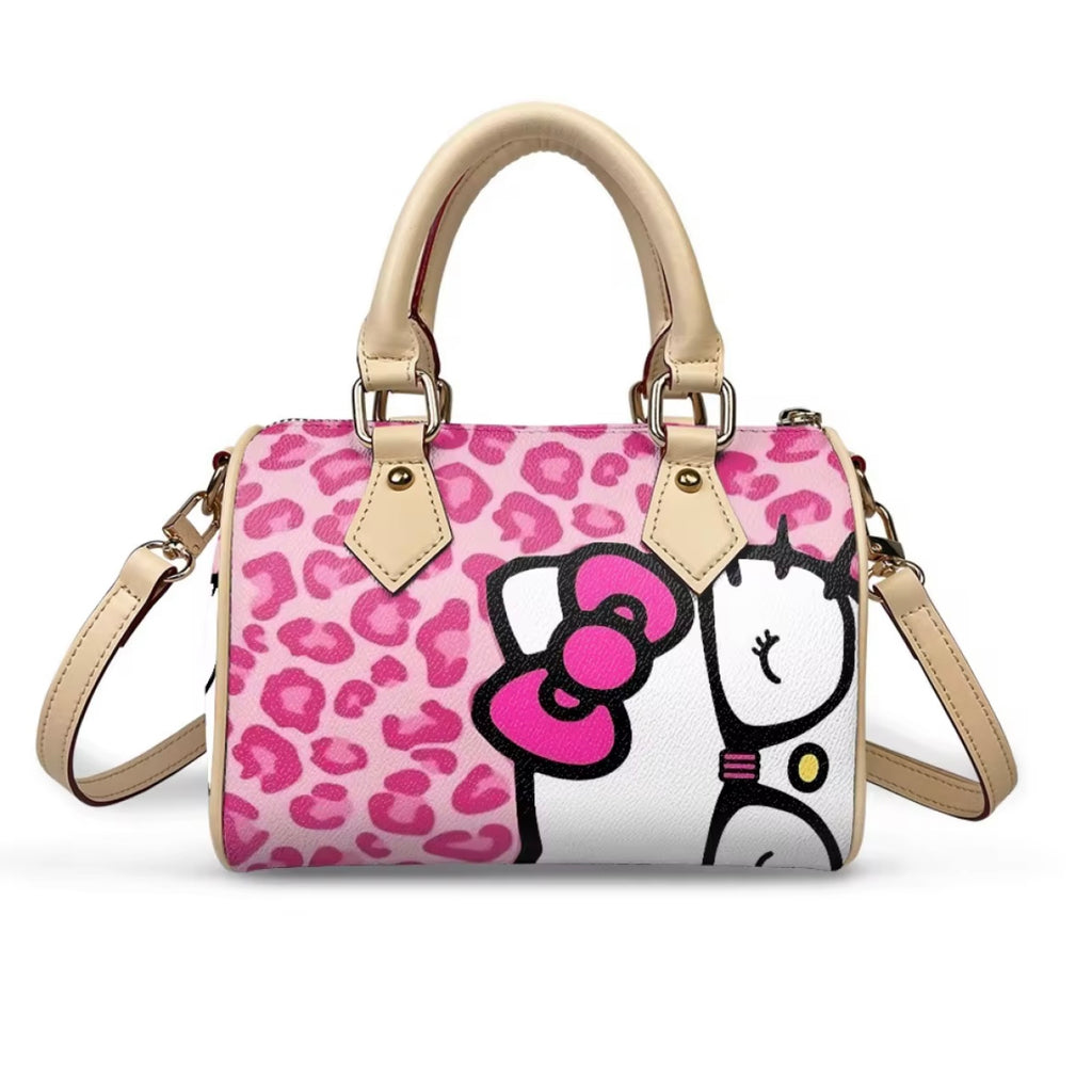PINK LEOPARD BOW PILLOW BAG