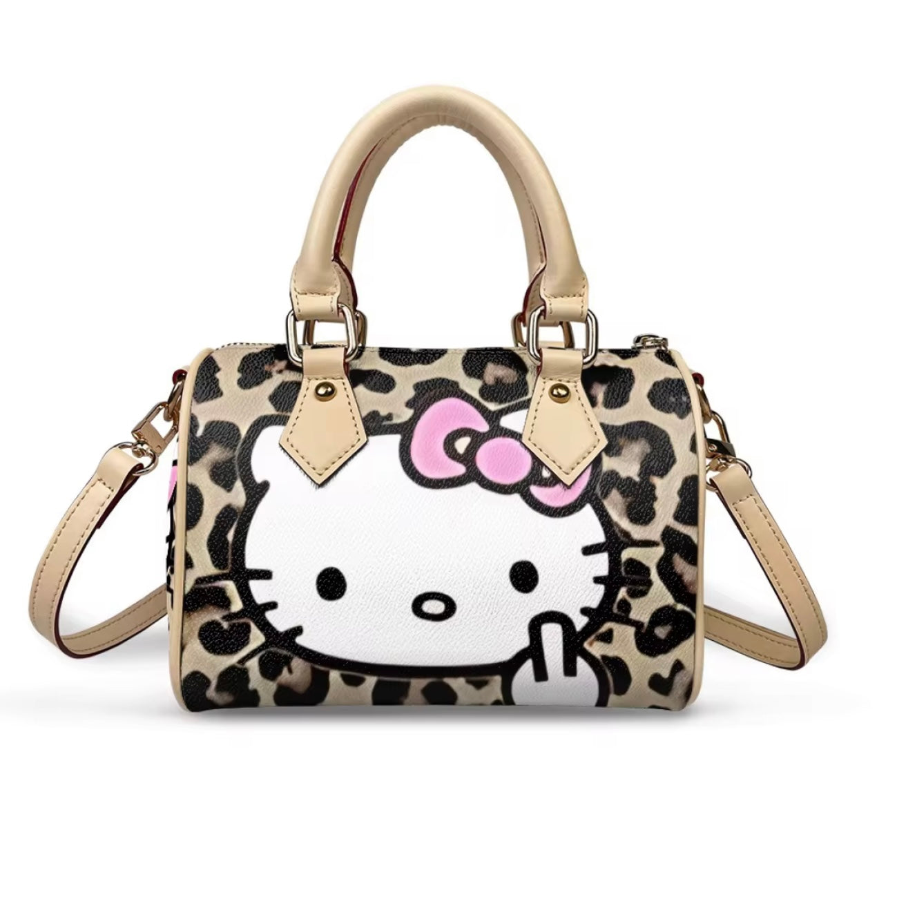 CREAM LEOPARD PRINT PILLOW BAG