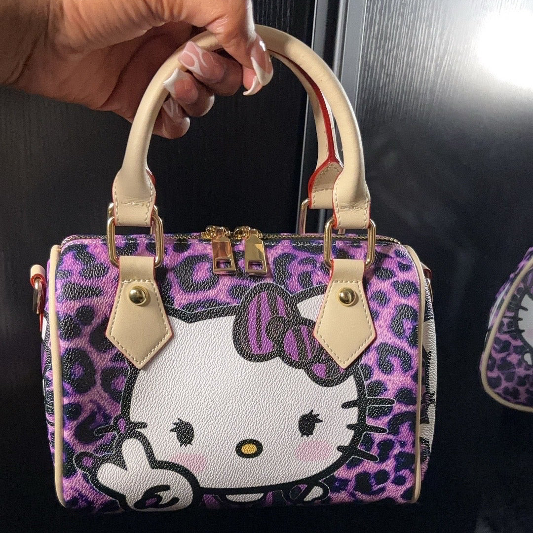 PURPLE LEOPARD BOW PILLOW BAG
